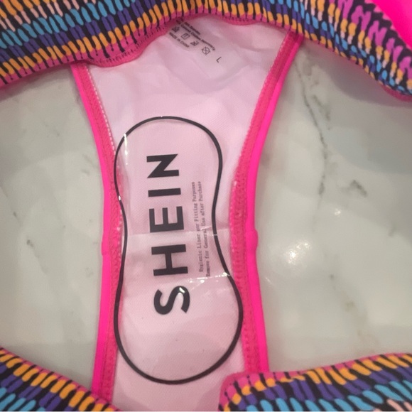 Shein Cheeky Vibrant Pink Bikini Bottoms with Multicolor Waistband - Picture 6 of 10